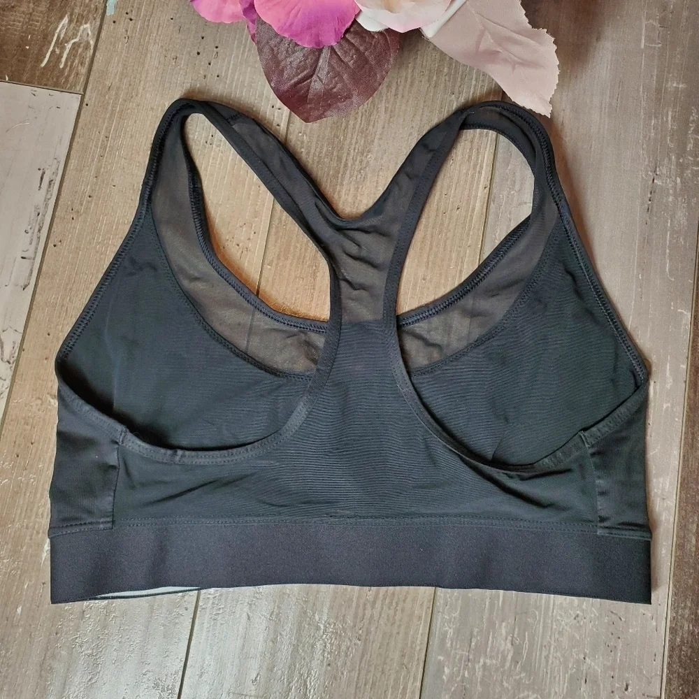 VSX Victoria's Secret Sport Racerback Sports Bra Black Size Small Mesh Trim EUC